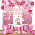Pink Red Happy Birthday Party Decorations kits for Girls Women with Happy Birthday Banner, Fringe Curtain,Foil Balloons,Tissue Pompoms,Dots Garland,Tassels Garland,Cake Topper for birthday decor(pink) by YGBMDZ