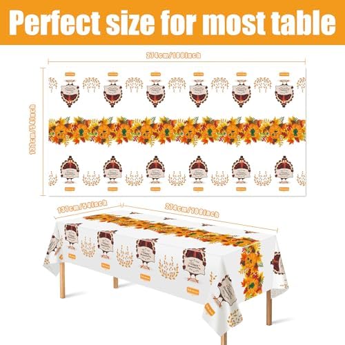 OHOME 2 Pack Thanksgiving Tablecloth Disposable - Fall Party Supplies for Thanksgiving Table Decor | Friendsgiving Party Decorations | Thanksgiving Decorations 54" x 108" - Image 2