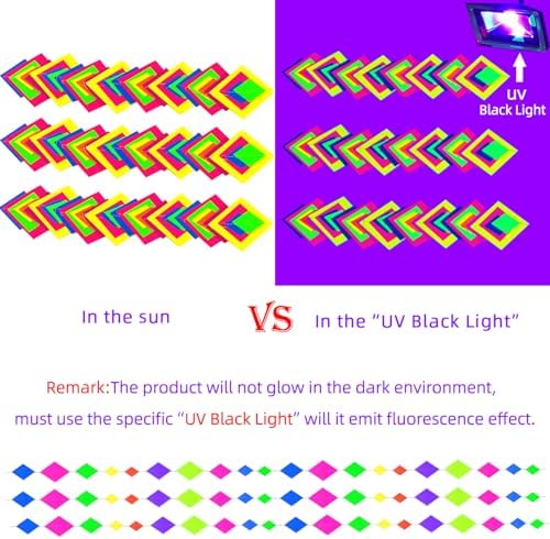 123feet UV Paper Neon Streamers & Garlands - Diamond Shape Black Light Decorations, Glow Party Favors & Supplies for Wedding & Birthday Celebrations - Image 2
