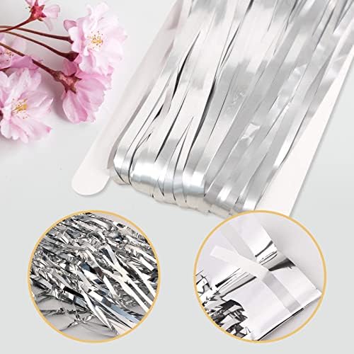 10 Pack Silver Backdrop Curtain 3.2ft x 8.2ft Metallic Tinsel Foil Fringe Curtains Photo Booth Background for Birthday Party Decoration Baby Shower Engagement Wedding Christmas Decoration (Silver) - Image 4