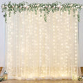 Champagne Tulle Photo Backdrop Curtain with Lights String for Parties Wedding Bridal Shower Sheer Champagne Curtain Backdrop for Birthday Baby Shower Photo Booth Photography 10ft x 8ft by Suppromo