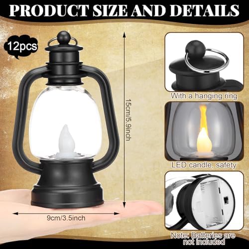 Ferraycle 24 Pcs Mini Lanterns Bulk 6 Inch Black Lamp Table Centerpieces - Image 3
