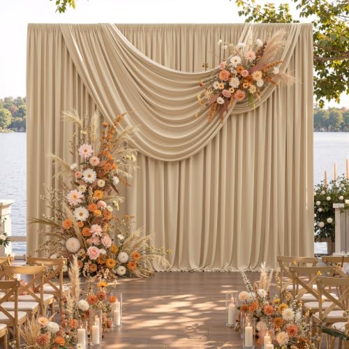 50ft x 12ft Champagne Backdrop Curtains for Parties, Wrinkle Free 10 Panels Photo Backdrop Drapes Back Drop Cloth for Wedding Birthday Photography Background Decor - Image 4