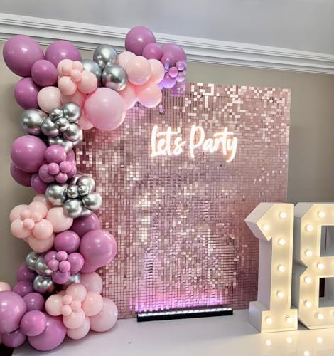 Matte Pink Shimmer Wall Backdrop, 36pcs Sequin Panels - Image 4