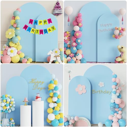 Wokceer Wedding Arch Backdrop Stand and Cover Set of 2 Metal Arch Stand with Arch Cover Dusty Blue 7.2FT, 6FT for Birthday Party Wedding Ceremony Bridal Baby Shower Event Decor - Image 5