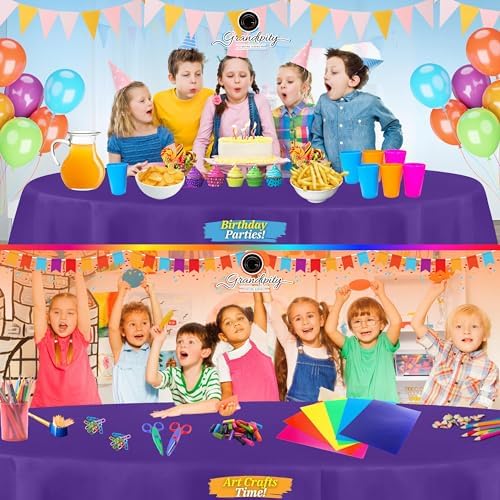 Grandipity Plastic Table Cloth Disposable 12 Pack 84" Round Purple - Image 4