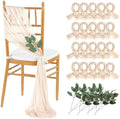 QueenDream Wedding Chair Sashes Aisle Decorations: 24 Pack Champagne Chair Cover 8FT Long Tulle Draping Fabric Reception Church by QueenDream