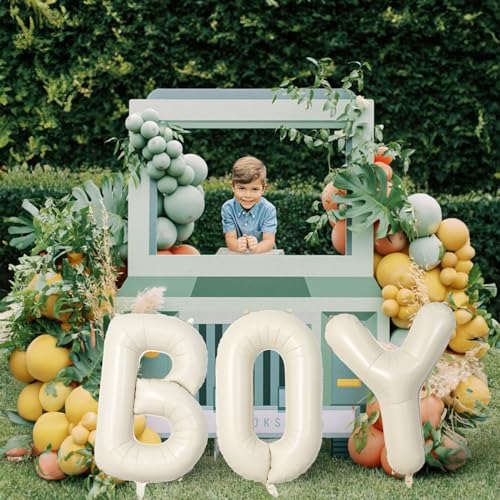 40 Inch Beige BOY Balloons, Large Cream White Sand BOY Balloon Letters with Ribbon, Ivory Alphabet Boy Balloon for Him Birthday Baby Boys Shower Boy or Girl Gender Reveal Party Decorations Supplies - Image 5