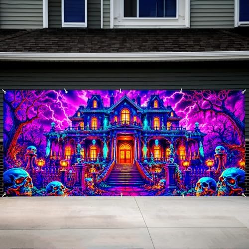 7 x 16 ft Mystic Manor Halloween Garage Door Decorations Halloween decorations Witch Door Cover, Hanging Banner Backdrop Mural for Home, Outdoor, Indoor, Spooky Party, Wall, Window - Image 6