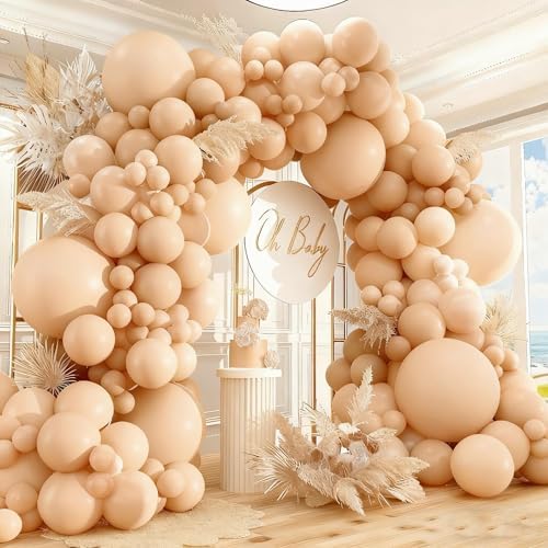 412pcs Nude Balloons Different Sizes 18 12 10 5 Inch, nude balloon arch for Thanksgiving Graduation Baby Shower Boho Theme Birthday Party Decorations by PAXILE