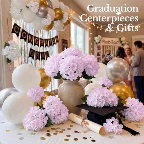 65PCS Hydrangea Artificial Flowers with Stronger Bendable Stems, Premium Silk Faux Hydrangea Flowers Bulk for DIY Wedding, Arches, Baby Showers & Large Event Decor(Pink) - Image 6