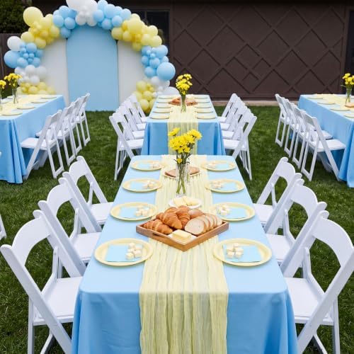 6 Pcs Butter Yellow Cheesecloth Table Runner 118" Cloth Runner - Image 7