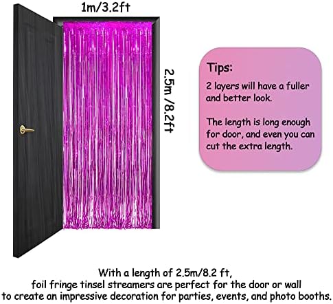 Magenta Tinsel Curtain Party Backdrop 3.2ft X 8.2ft 2 PCS - Image 4