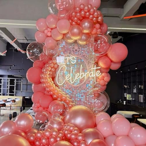 Voircoloria 105pcs Retro Hot Pink Party Latex Balloons, 12inch - Image 5