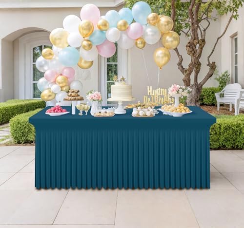 Smiry 2 Pack Spandex Elastic Fitted Table Cloth Skirt for 6FT Table - Image 6