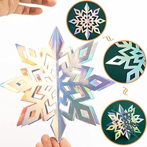 GuassLee Christmas Hanging Snowflakes Decorations Clearance 30pcs 3D Iridescent Paper Snowflakes Snow Flakes Garland for Winter Wonderland Frozen Christmas Birthday Party Decorations - Image 6