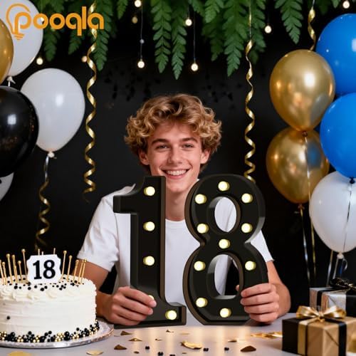 Pooqla 20th Birthday Decorations for Boys, Large Black Light Up Numbers - Image 5