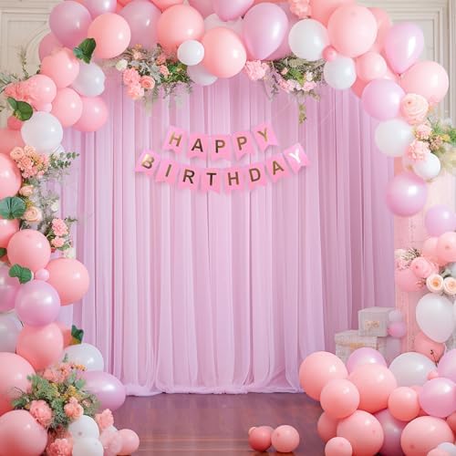 20ft X 10ft Baby Pink Tulle Backdrop Curtain for Parites, Sheer Photo Backdrop Curtains Fabric Drapes for Wedding Baby Shower Birthday Party Bridal Girl Shower Background Decorations - Image 3