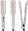 DORISILK Crystal Diamond Titanium Hair Straightener, 2 Inch Rhinestone Flat Iron, Dual Voltage Straightening Irons, Instant Heat-up 480°F Quick Styling, LCD Display, Gorgeous Rhinestone (AB Shine) by DORISILK