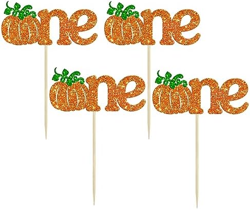 24Pcs Pumpkin One Cupcake Toppers Glitter Fall Theme 1st Birthday Cupcake Picks Pumpkin Themed Baby Shower First Birthday Thanksgiving Party Cake Decorations Supplies - Image 3