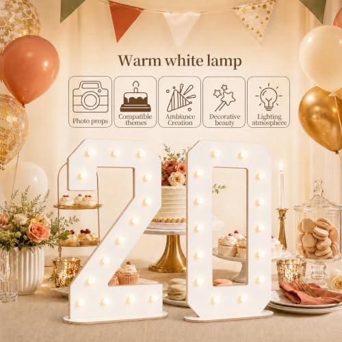 Pooqla 7th Birthday Decorations, 17.3 in White Wooden Light Up Numbers 7 - Image 5