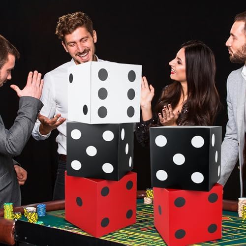 CHUNNIN 60 Pcs Casino Theme Party Decoration Casino Party Boxes Balloon Poker Cards 11 Inch Large Dice Favor Boxes 6 Pcs Jumbo Playing Cards for Dice Game Night Table Centerpieces Birthday Supplies - Image 5