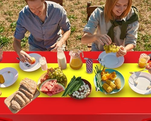 Oudain 6 Pcs Plastic Disposable Table Cloth 54" x 108", Red, Yellow - Image 6