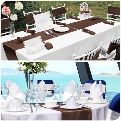 12 Pack Brown Satin Table Runner 12 x 108 Inch Long Premium Table Runners for Wedding Party Events Decoration, Birthday Parties, Banquets Decorations, Graduations, Engagements - Image 6