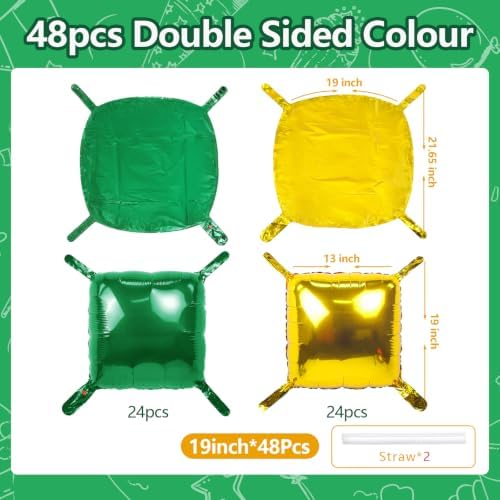 NISOCY 48PCS Christmas Balloon Green Gold Square Foil Balloon Wall Backdrop - Image 2