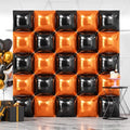 NISOCY 25PCS Black and Orange Square Foil Balloons Wall Backdrop by NISOCY