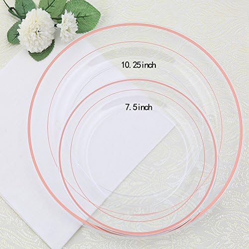 I00000 60 Pcs Rose Gold Plastic Plates, Premium Disposable Party Plates - Image 2