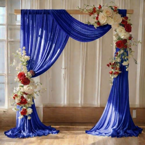 Pack of 2 Wedding Arch Drape Panel Fabric 30" x 75ft - Royal Blue by MDS