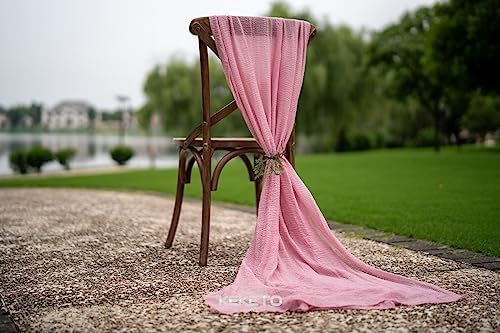 6Pcs Dusty Rose Cheesecloth Table Runner 120 Inches for Party Home Decor - Image 6