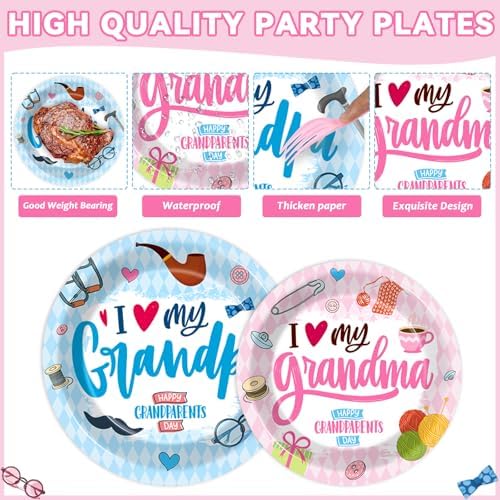 gisgfim 96Pcs Grandparents Day Party Supplies Paper Plates Napkins - Image 3