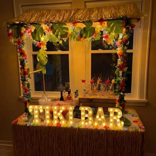 Honoson 7 Pcs Hawaiian Luau Tiki Party Decoration Tiki Bar LED Light Sign - Image 5