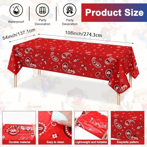 Tegeme 123 Pcs Western Cowboy Party Tableware Set for 30 Guests, Red, Blue - Image 2