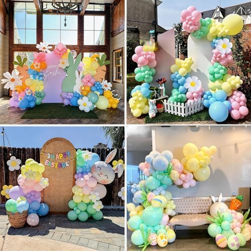 Pastel Balloon Arch Garland Kit, Macaron Pink Green Blue Yellow Latex Party Balloons Rainbow Pastel Color Easter Balloon for Easter Spring Wedding Graduation Baby Shower Birthday Party Decorations - Image 5