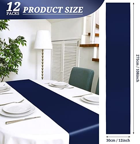 12 Pack Navy Blue Satin Table Runner 12 x 108 Inch Long Premium Table Runners for Wedding Party Events Decoration, Birthday Parties, Banquets Decorations, Graduations, Engagements - Image 2