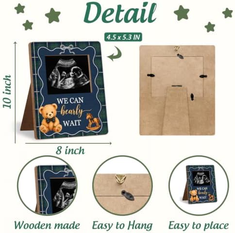 Bear Baby Shower Decor Frame, Vintage Tartan Preppy Bear Baby Shower Party Supplies, for Expecting Parents-to-Be Keepsake Gifts, Pregnancy Sonogram Frame Keepsake, Gender Reveal Present - Image 2
