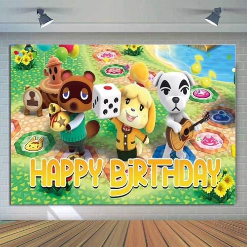 42pcs Animal-Crossing Birthday Party Supplies Pack Includes，Banner，Cake Topper，Blackdrop,Balloons for party supplies - Image 5