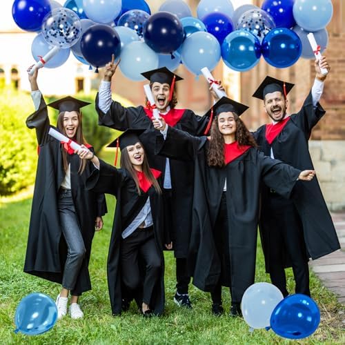 100pcs Blue Balloons Set - 12inch Metallic Chrome, Pearl, Navy & Pastel Royal Dusty Blue Balloons for Birthdays, Father's Day, 2026 Graduation Party Decorations (2 Ribbons) - Image 4