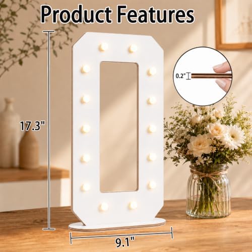 Pooqla 10th Birthday Decorations, 17.3 in White Wooden Light Up Numbers 0 - Image 4