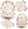 Vintage Wildflower Paper Plates Napkins party Supplies,Serve 60 by Osonm