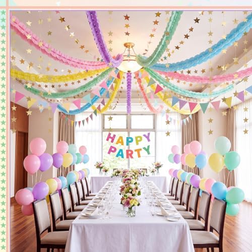 Frienda 15 Pcs Pastel Paper Chains Strips Set, Pastel Party Decorations - Image 5