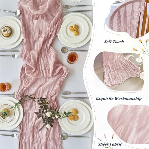 10 Pack Pink Cheesecloth Table Runner for Fall Birthday Party Home Decor - Image 5