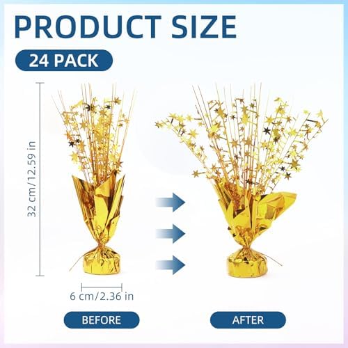 24 Pack Gold Metallic Foil Spray Centerpiece Star Table Decoration Burst Table Centerpieces for Birthday New Year Wedding Anniversary Graduation Party Supply (Gold) - Image 4