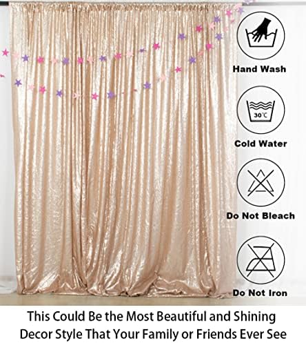 ShinyBeauty Sequence Backdrop Champagne 8FTx10FT Sequin Photo Backdrop Sequin-Backdrop-Curtain Elegant Backdrops 8x10-0827E - Image 5