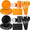 Dandat 280pcs Halloween Disposable Tableware Set, Black Orange by Dandat