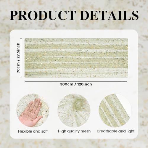 Artoid Mode Sage Green Gold Gauze Table Runner 120 Inch 10FT, Glitter Metallic Foil Sheer Dining Wedding Anniversary Holiday Birthday Table Decor for Home Party - Image 6