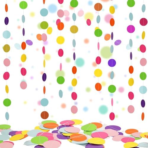 AhfuLife 3 Packs Colorful Polka Dot Garland, 35.4 Ft Polka Paper Circle String Banner with 99 Dots, Hanging Rainbow Dots Party Garlands Decor for Birthday Wedding Classroom Supplies by AhfuLife